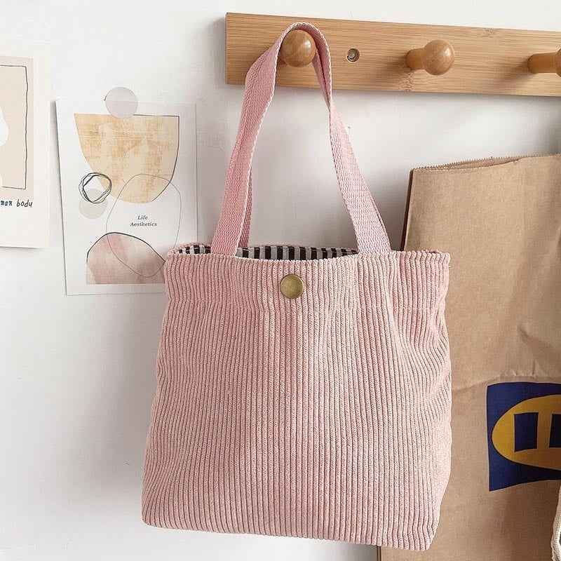 Rough-yarn Minimalist-style Tote With Double-sided Prints A Versatile High-capacity Womens Canvas Bag