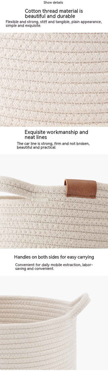 Laundry Basket Woven Cotton String Large Laundry Basket High Laundry Basket Foldable Basket