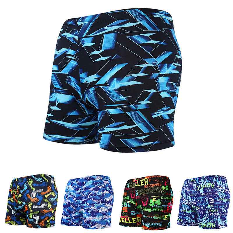 Printed Adult Swimming Trunks Men's Plus Size Boxer Beach Shorts