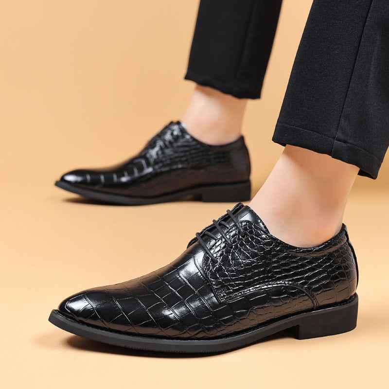 Men's Business Casual Shoes Fish Grain British Leather Shoes