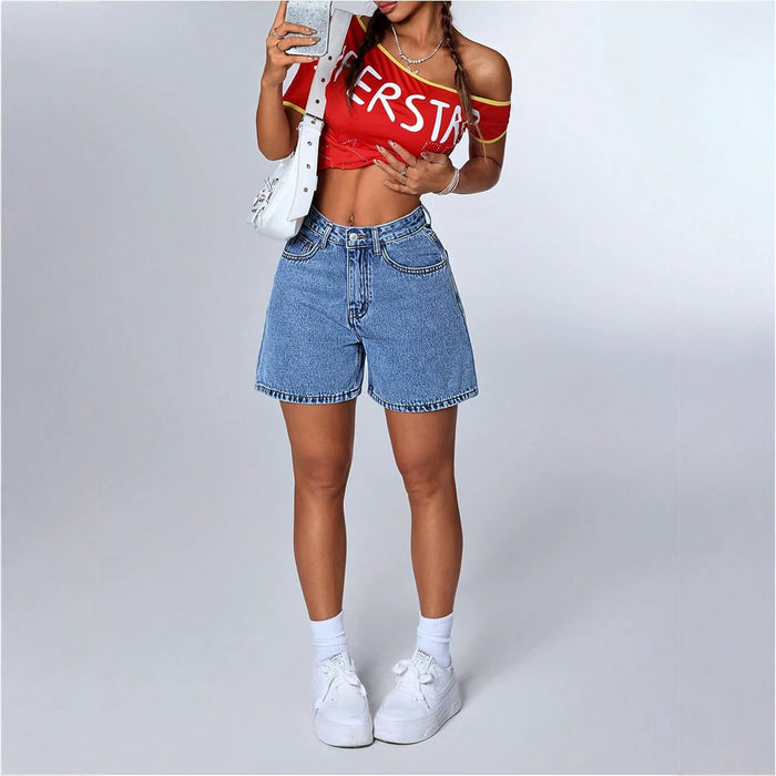 Shorts en jean femme coupe droite slim stylés