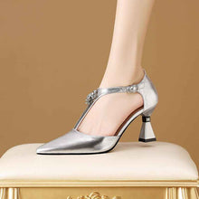 Fashion Silver Genuine Leather Hollowed Sandals Women