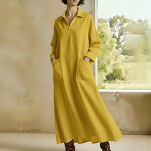 Loose-fitting Casual Polo-neck Pocketed Long-sleeve Dress