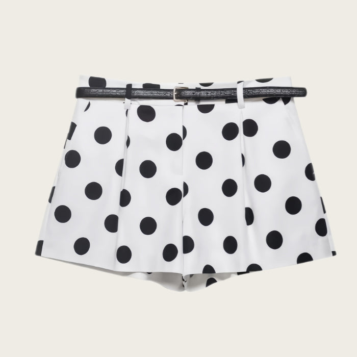 Shorts rétro décontractés et polyvalents à pois et taille haute
