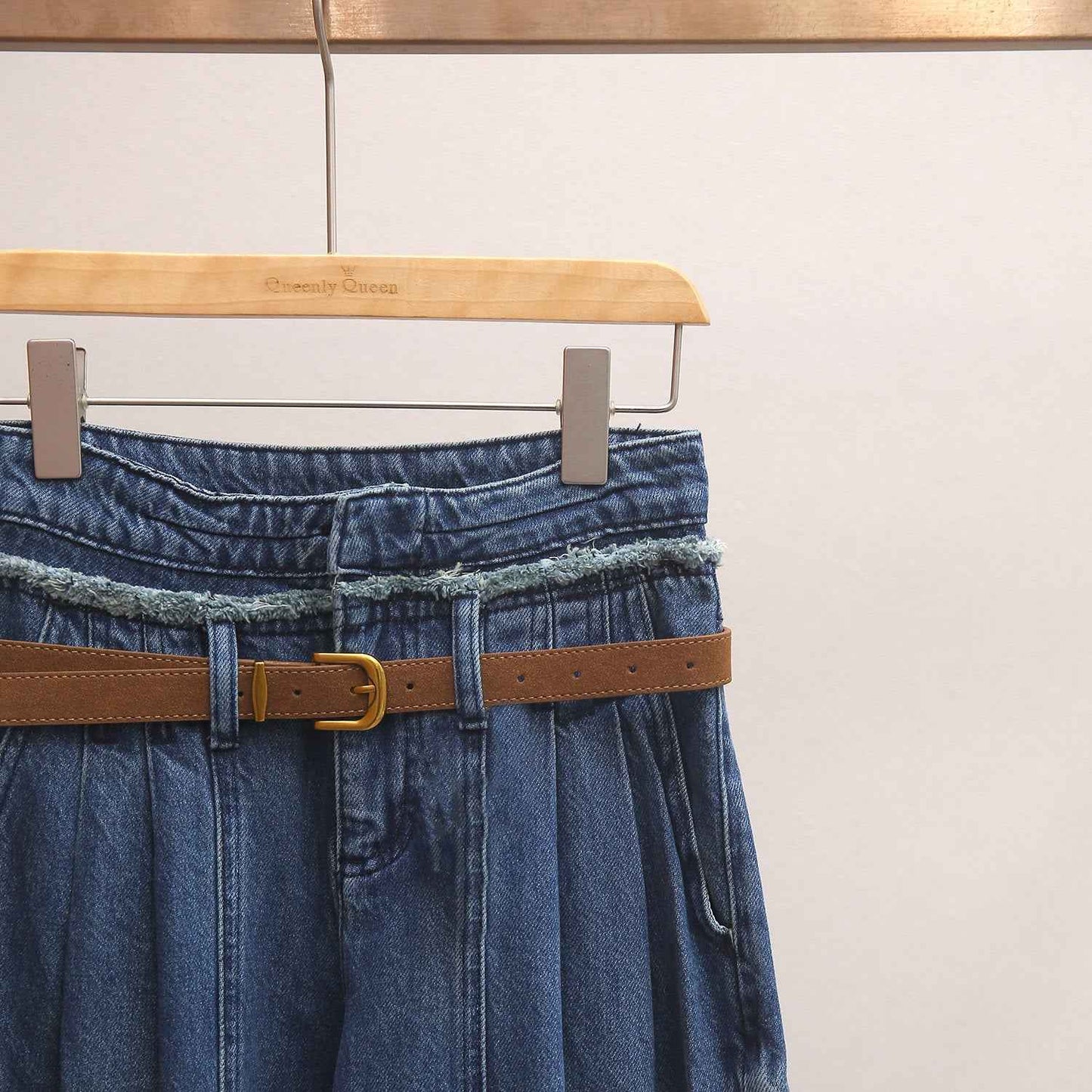 High-waisted A-line Wide-leg Long Jeans