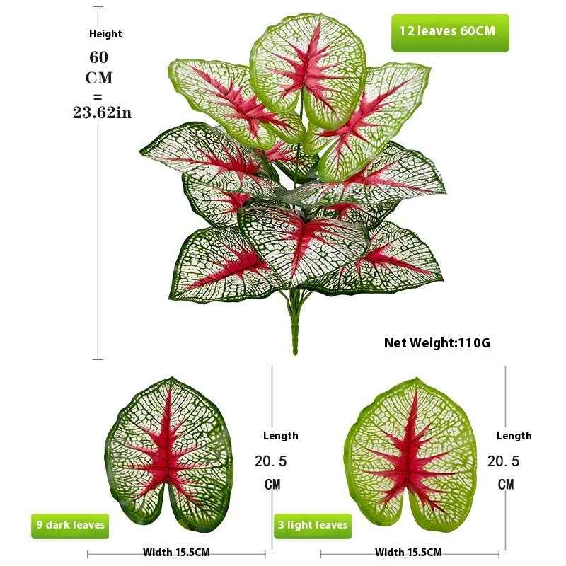 Artificial Green Plant White Green Color Taro Leaf Home Decorative Bonsai