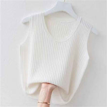 Women's Summer Ice Silk Round Neck Camisole Vest Knitted Bottoming Shirt
