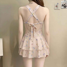 One-Piece Dress-Style Holiday Swimsuit With Butterfly Print