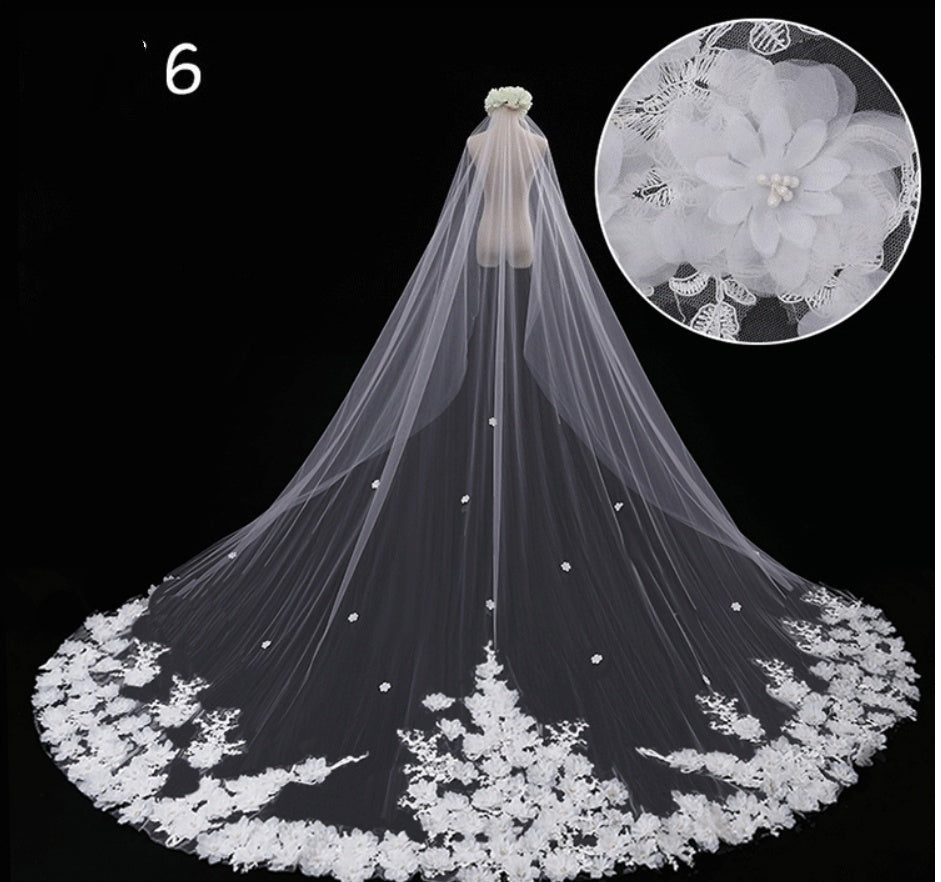 Bridal Wedding Dress Long Tail Luxury Super Fairy Wedding Veil by Mirlaine Univers