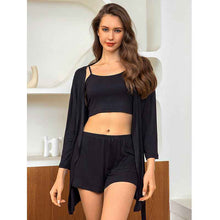 Modal Cotton Ribbed Camisole Nightgown Three-Piece Loungewear Set Sexy Pajamas