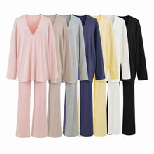 Versatile Old Money Style V-Neck Loose-Fit Long-Sleeve