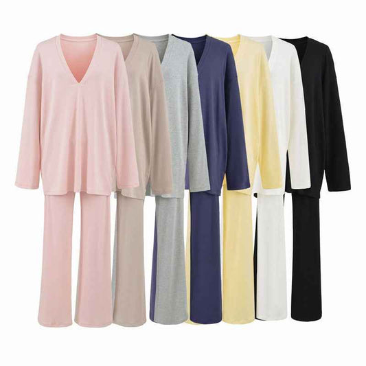 Versatile Old Money Style V-Neck Loose-Fit Long-Sleeve