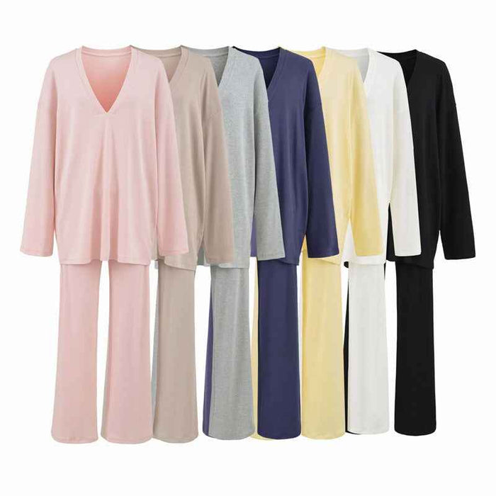Versatile Old Money Style V-Neck Loose-Fit Long-Sleeve
