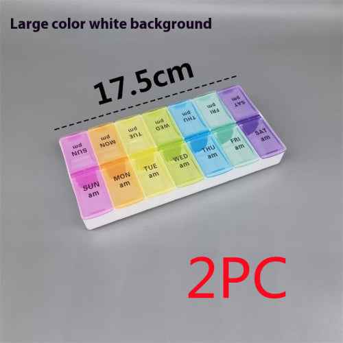 Big Small Size 14 Grid Week Pill Box Morning And Evening Color Week Pill Box Printing Russian English