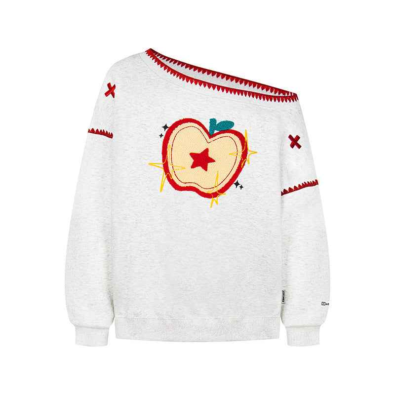 American-style High-Street Vintage New One-Shoulder Sweatshirt For Women