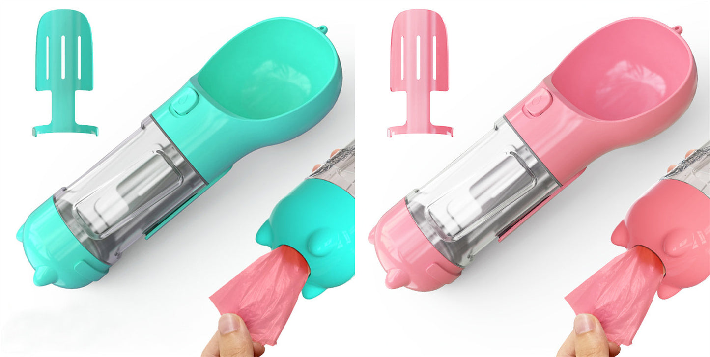 Pet Water Bottle Feeder Bowl Garbage Bag Storage Portable Pet Outdoor Travel 3 In 1 Dog Water Bottle by Mirlaine Univers