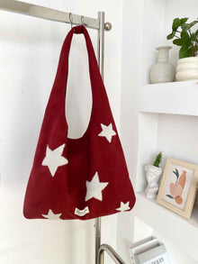 Korean-style Star-embroidered Single-shoulder Bag Large-capacity Plush Tote Bag