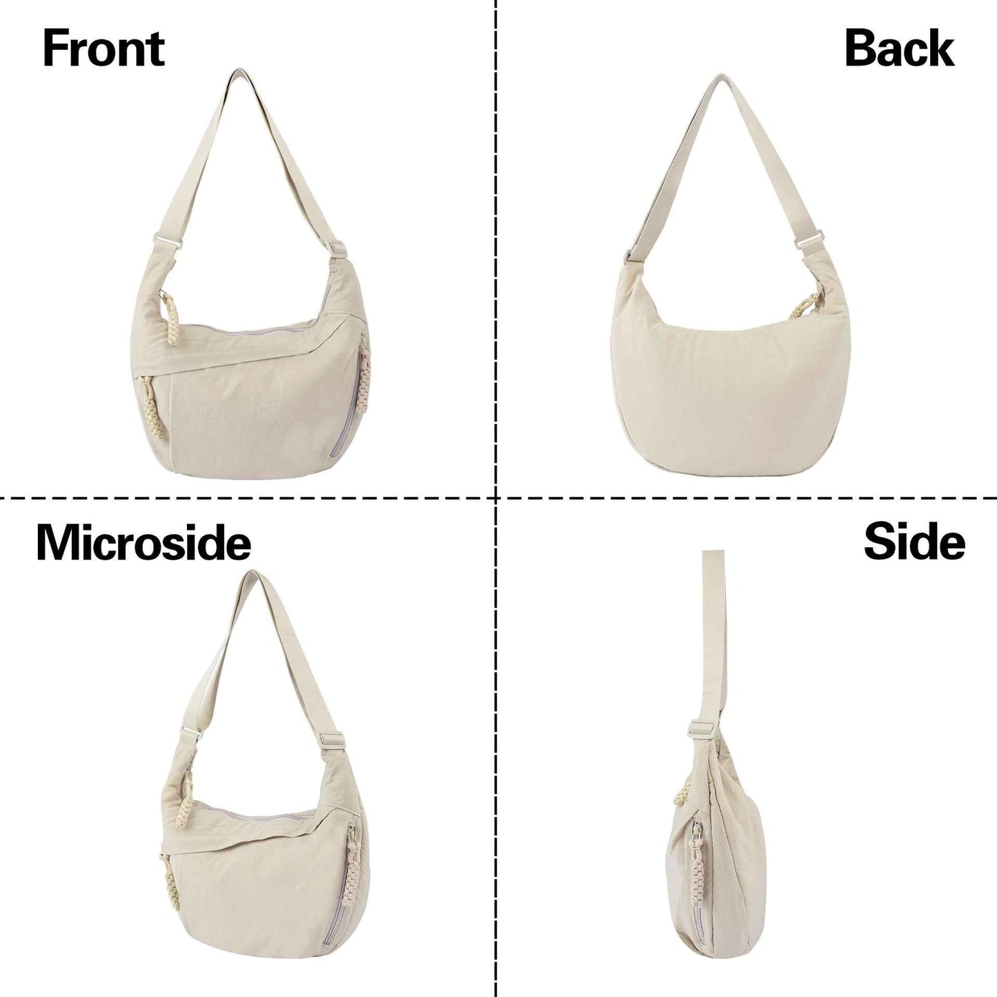Womens Simple High-Capacity Nylon Crossbody Bag