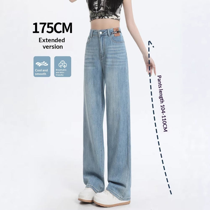 Summer Thin New High Waist Wide Leg Straight Pants In Light Color Tailored Fit For Taller Figures Made From Tencel