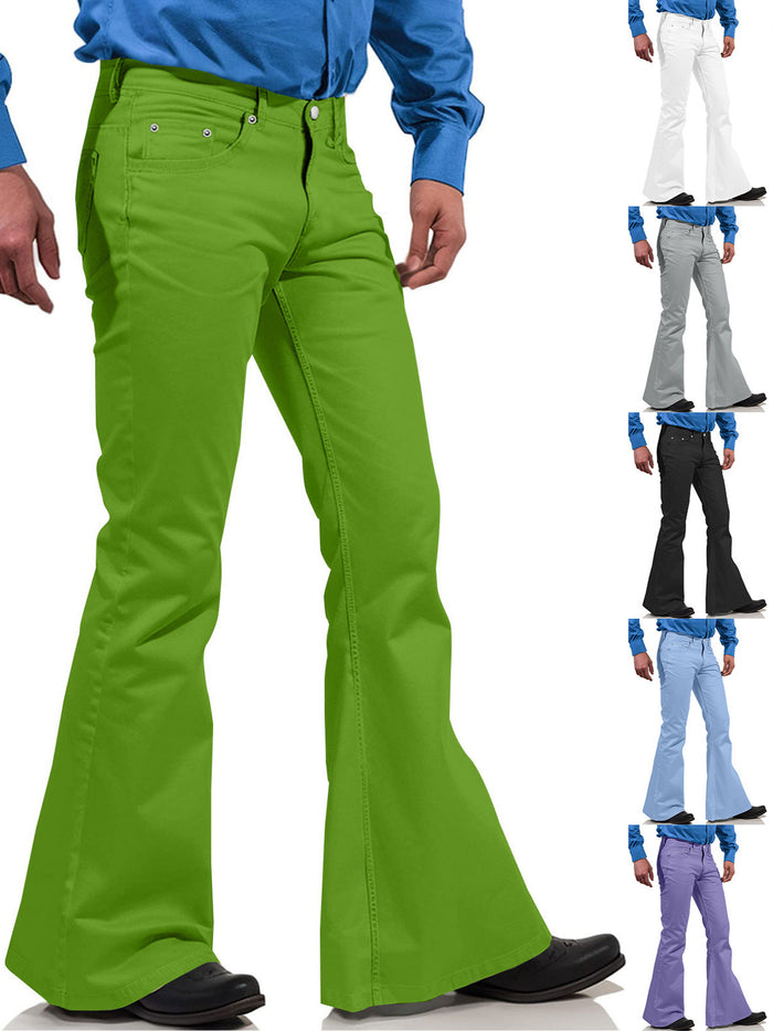 Pantalon évasé rétro décontracté et extensible pour homme, couleur unie, nouveauté 2025 en stock, Amazon cross-border