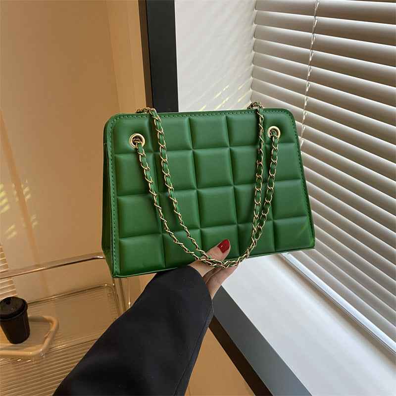 Plaid Bag Womens Small Diamond-Pattern Embroidered Grid Shoulder Bag