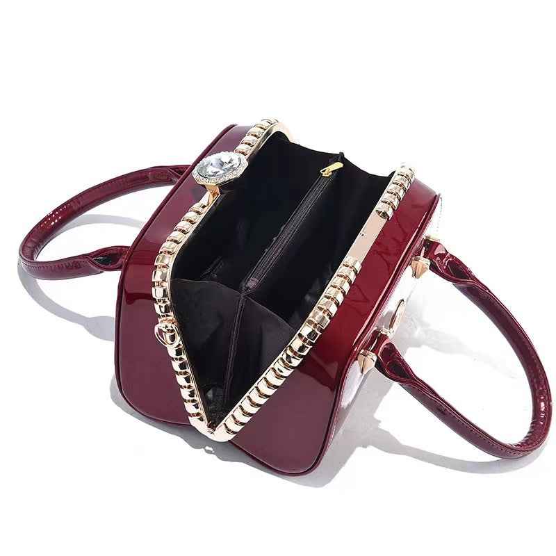 Shiny Leather Diamond-Embellished Simple And Elegant Womens Bag Multi-Functional Evening Clutch