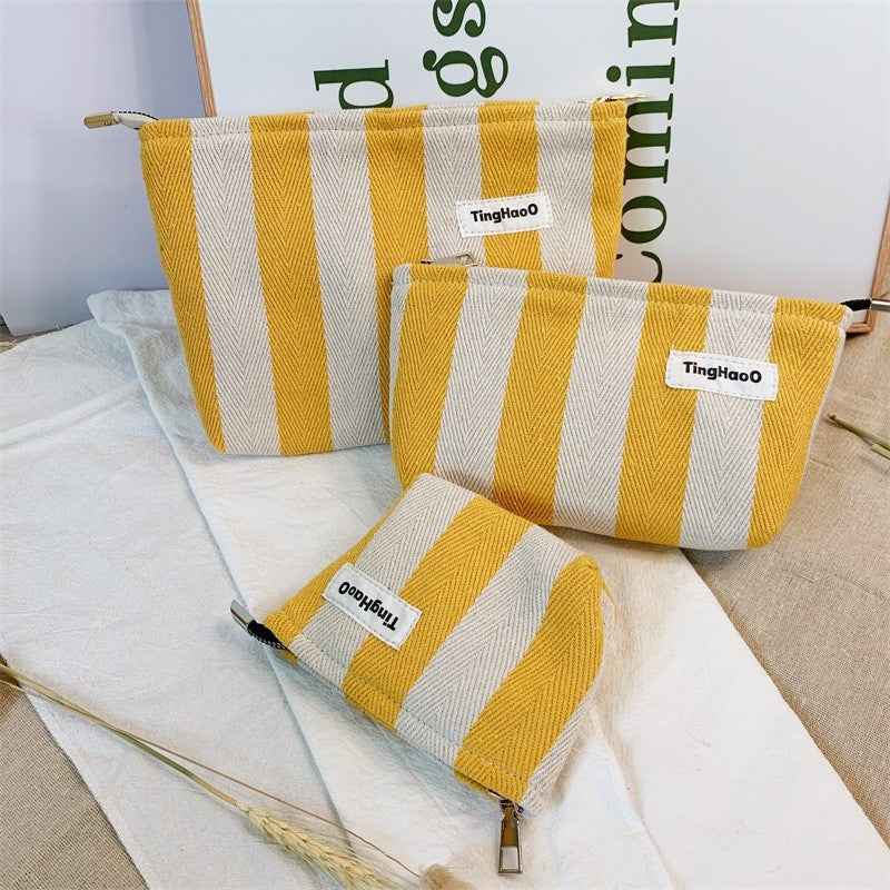 Womens Geometric-Line Fabric Cosmetic Bag