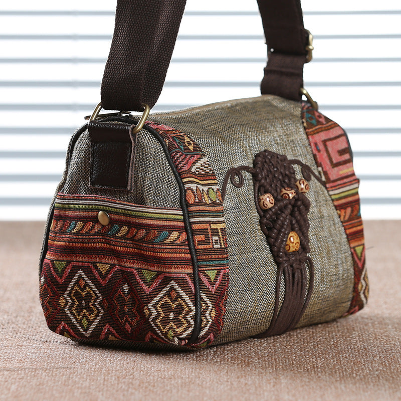 Vintage Canvas Crossbody Bag In Chinese Style by Mirlaine Univers