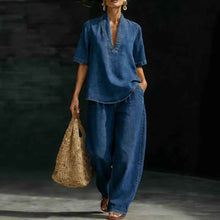Women's Casual Retro Denim Pants Set