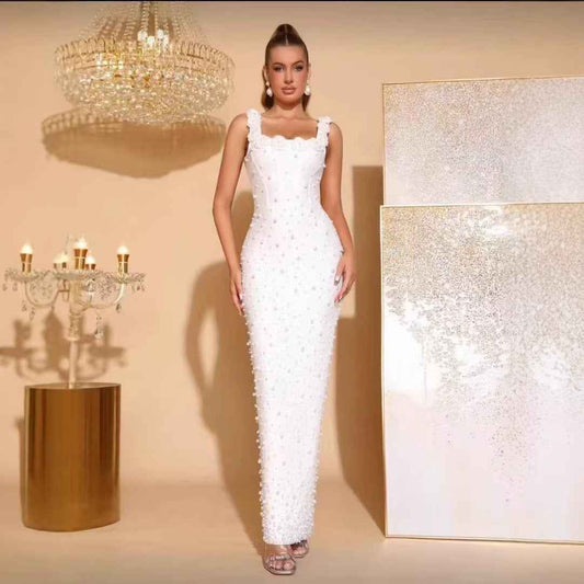 Floral Beaded Elegant Womens Bandage Dress