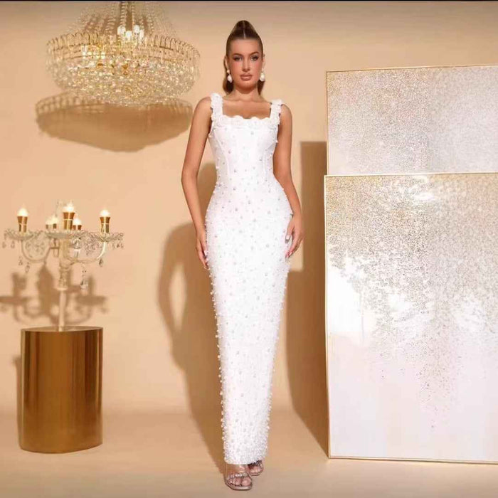 Floral Beaded Elegant Womens Bandage Dress