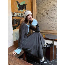 Womens Fashionable Slimming Patchwork Long-Sleeve Dress
