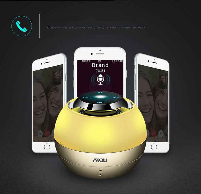 Haut-parleur Bluetooth, lumières colorées, caisson de basses, sans fil, pour téléphone portable, mini carte son portable