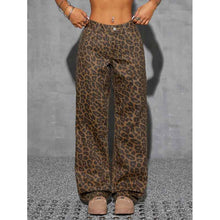 Retro Leopard Print High-waist Jeans
