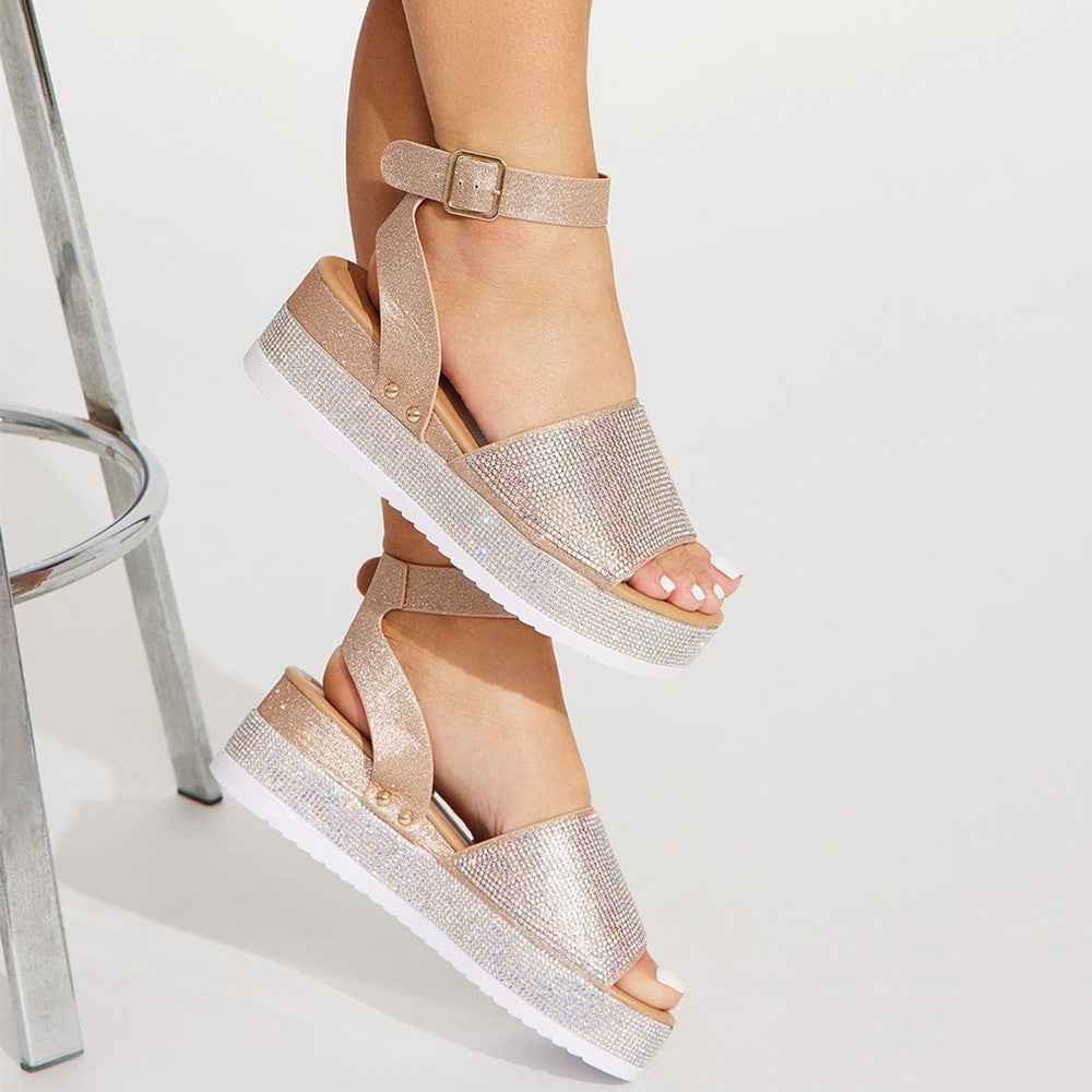 Rhinestone Sandals Summer Fashion Platform Shoes For Women