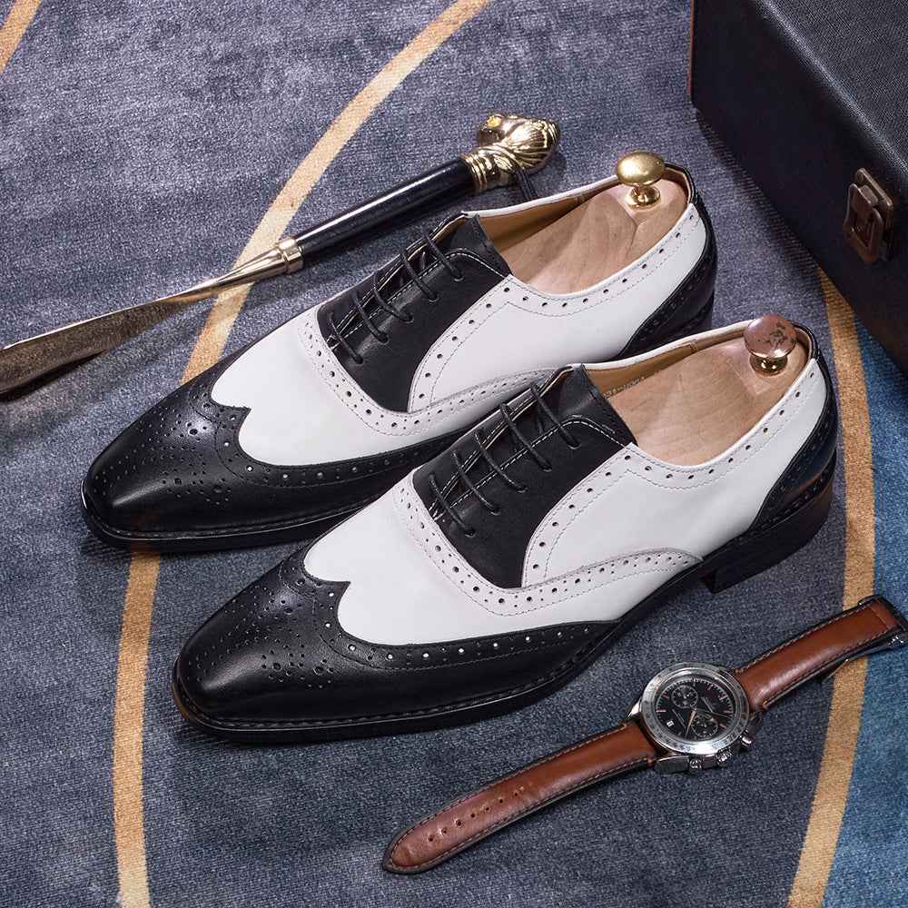 European And American Men's Brogues For Business And Casual Wear With Pointed Toes