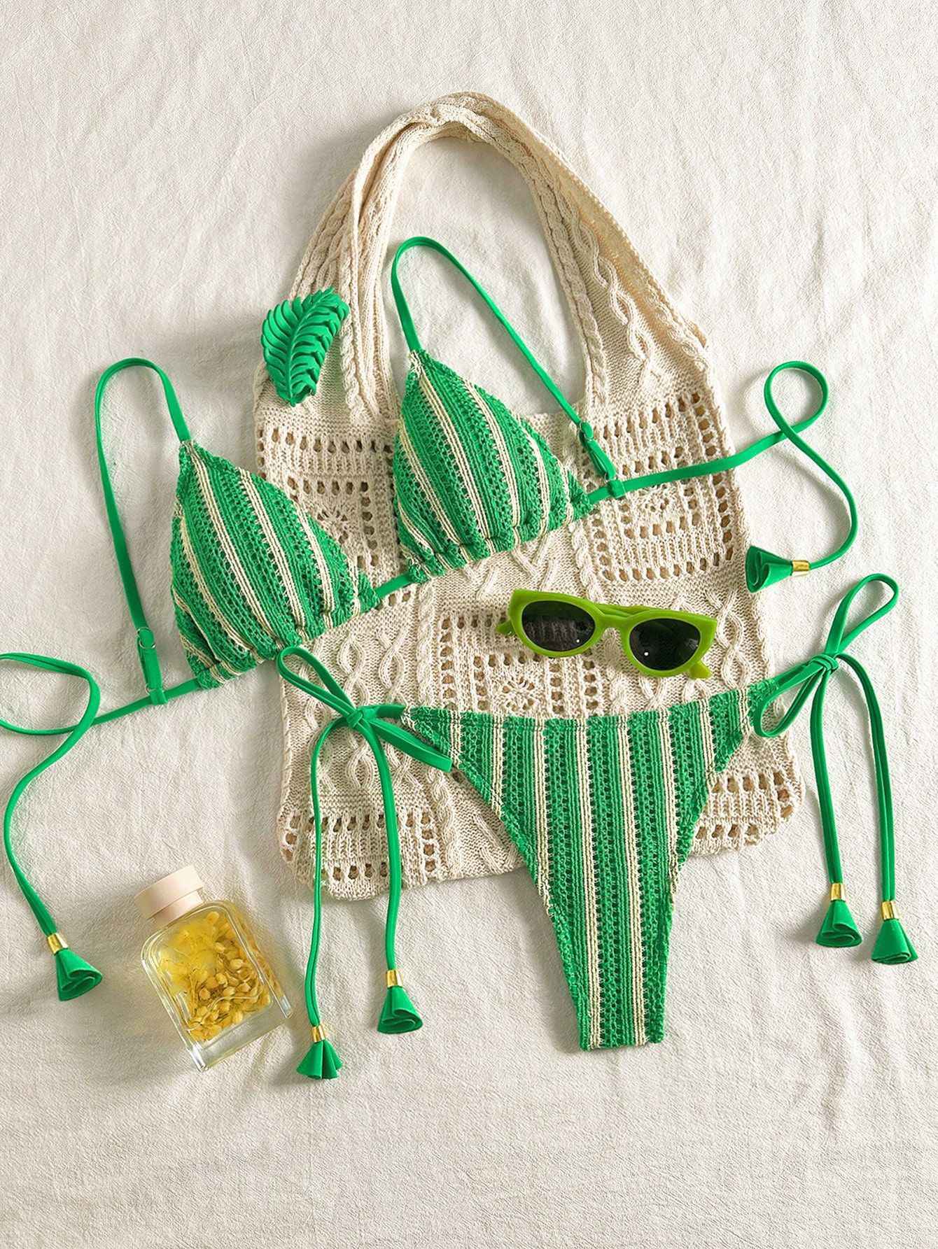 European And American-style Bikini Set Made From Special Fabric Multi-color Lace-up Swimsuit