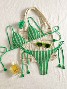 European And American-style Bikini Set Made From Special Fabric Multi-color Lace-up Swimsuit