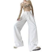 Women's White Wide-leg Straight Jeans by Mirlaine Univers