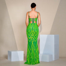 V-neck Strap Sequined Fishtail Evening Dress by Mirlaine Univers