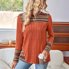 Women's Geometric Stripe Print Patchwork Top