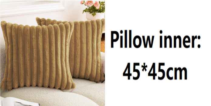 Rabbit Fur Solid Color Vertical Bar Plush Square Cushion Cover