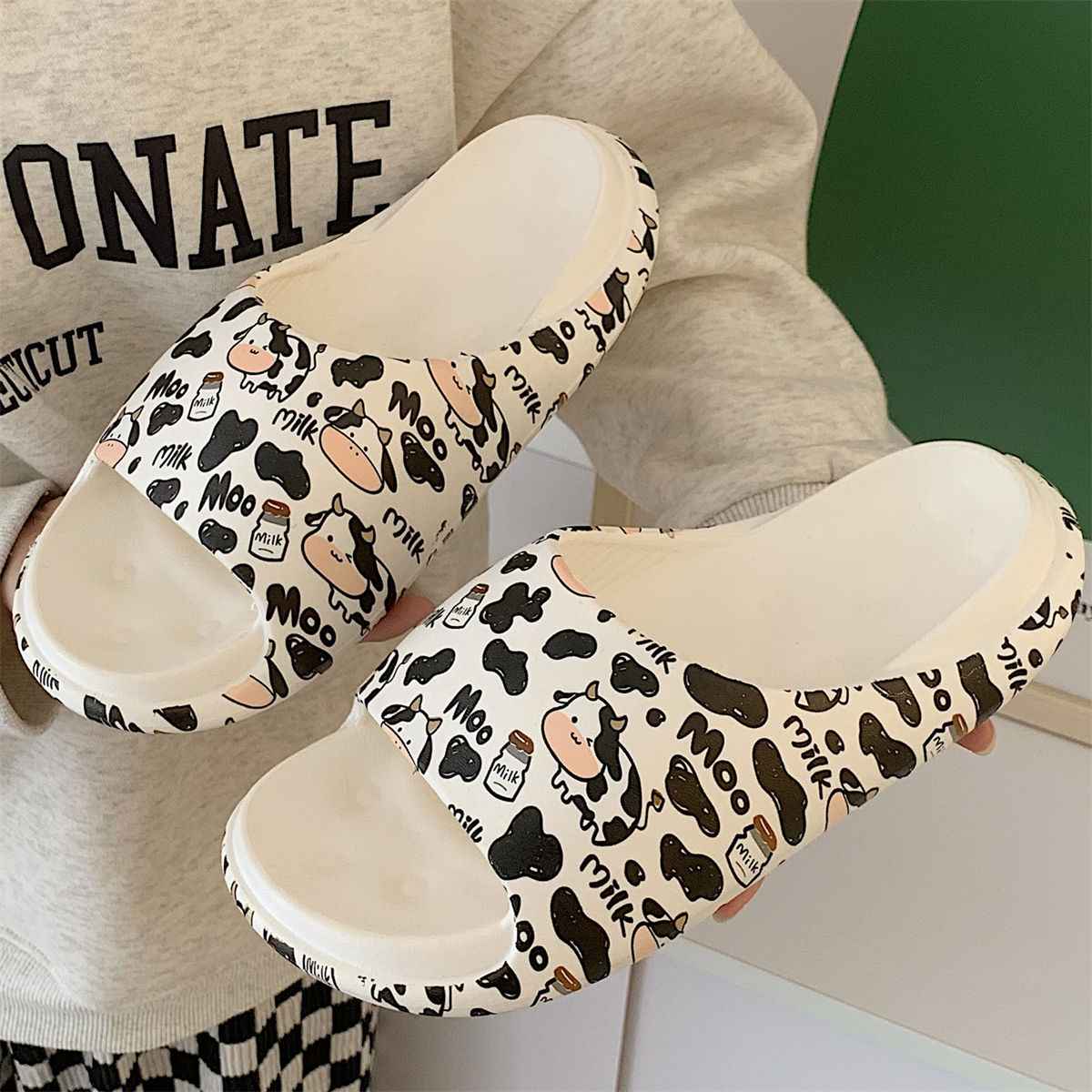 Home Cartoon Cute Cow Platform Sandals For Women