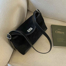 Stylish Suede Lock-Clasp Versatile ShoulderCrossbody Bag