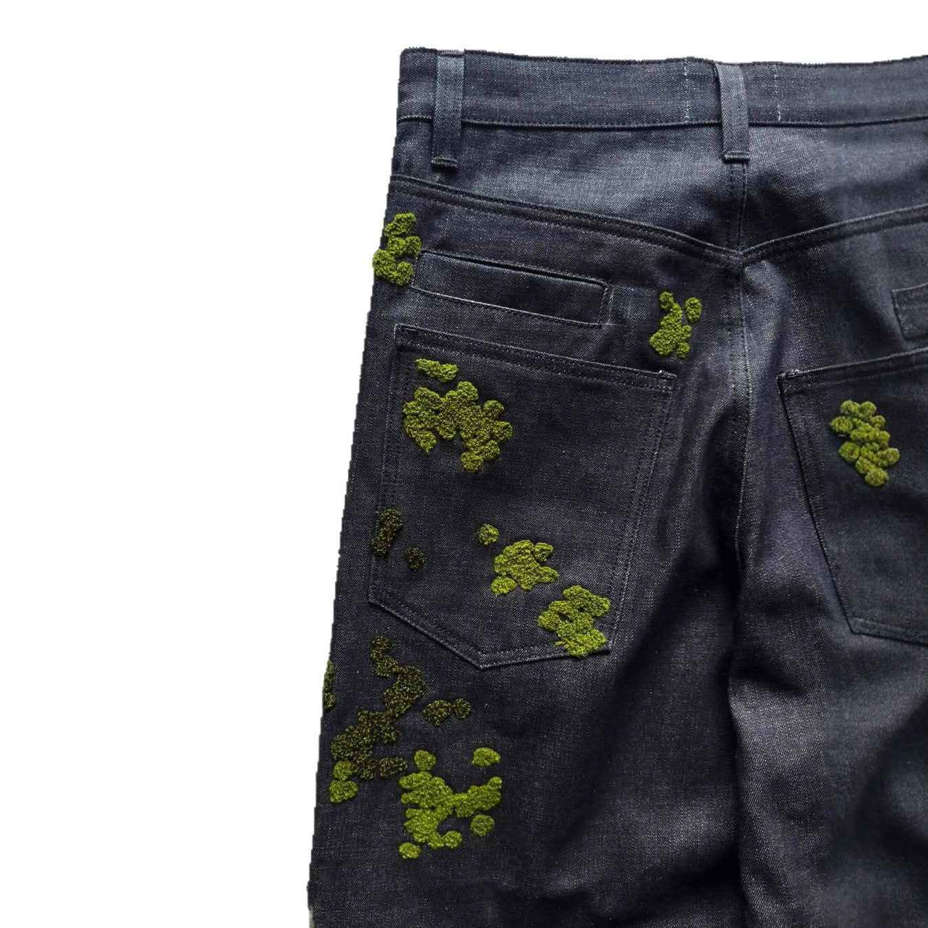 Street-style Denim Straight-leg Pants With Floral Embroidery
