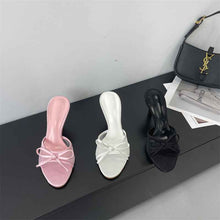Fashionable Bow-Tie Open-Toe Mesh High-Heel Slide Sandals For Women
