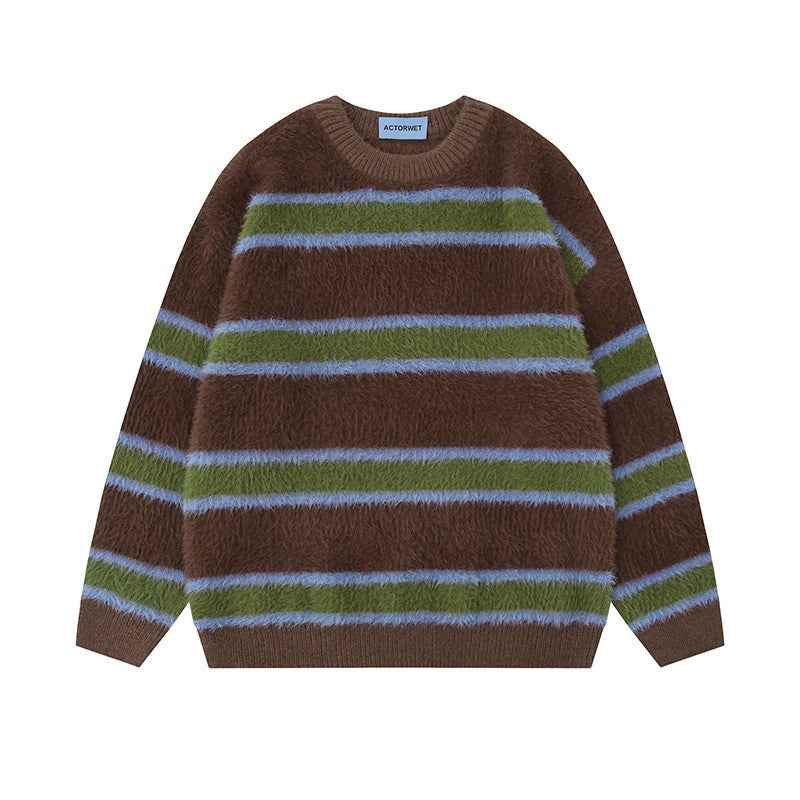 Vintage Stripe Knitted Men's And Women's Sweaters