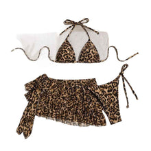 Bikini Three-piece Swimsuit Lace-up Pleated Skirt Two-piece Swimwear Set