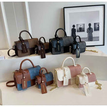 Crossbody Shoulder Bag With Contrasting Color Patchwork Compact Square Handbag