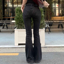 Womens Striped Contrasting Low-Waist Straight Jeans